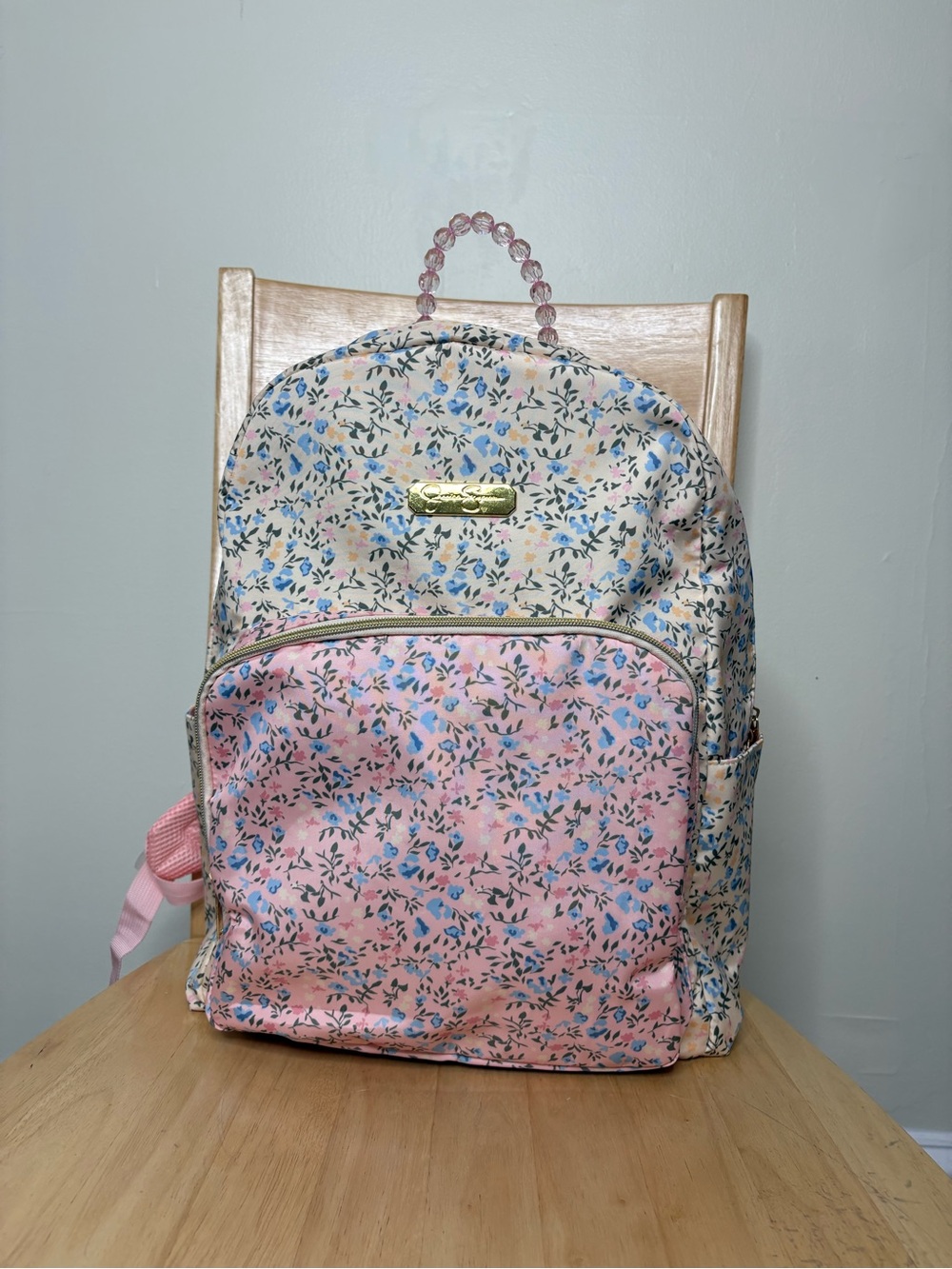 Jessica Simpson girls pink floral backpack book bag